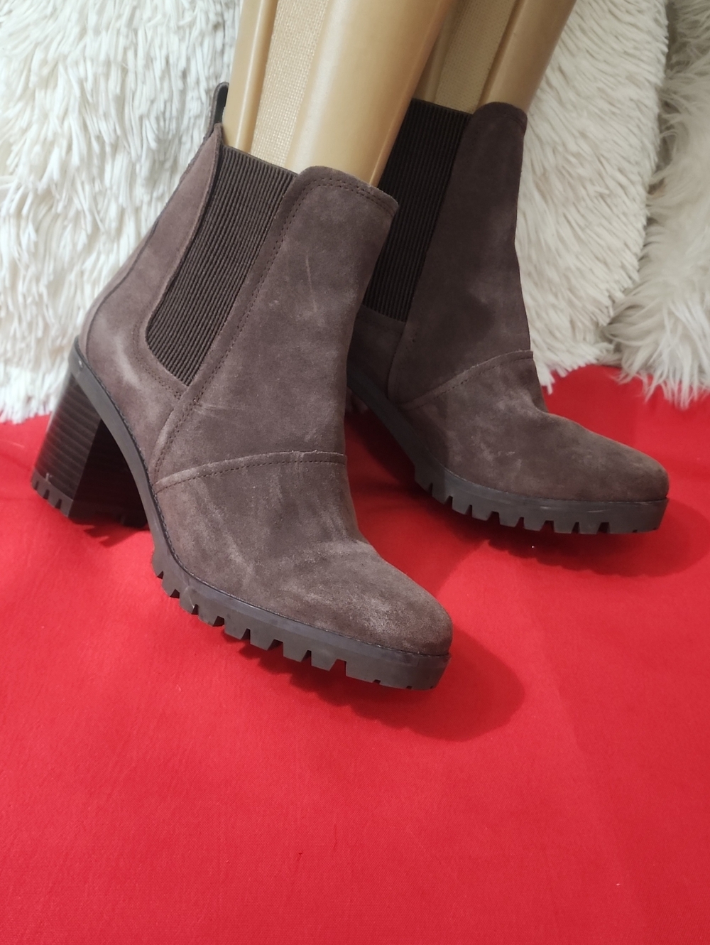 UGG Hazel Brown Suede Block Heel Chelsea Boots
